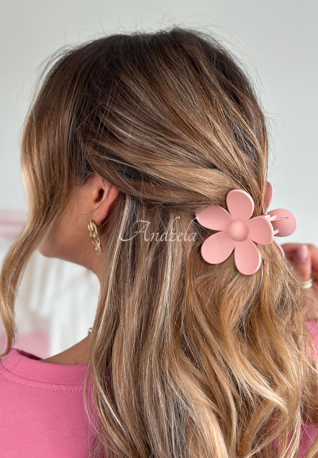 Haarspange in Klammerform Blume Girly Touch Puderrosa