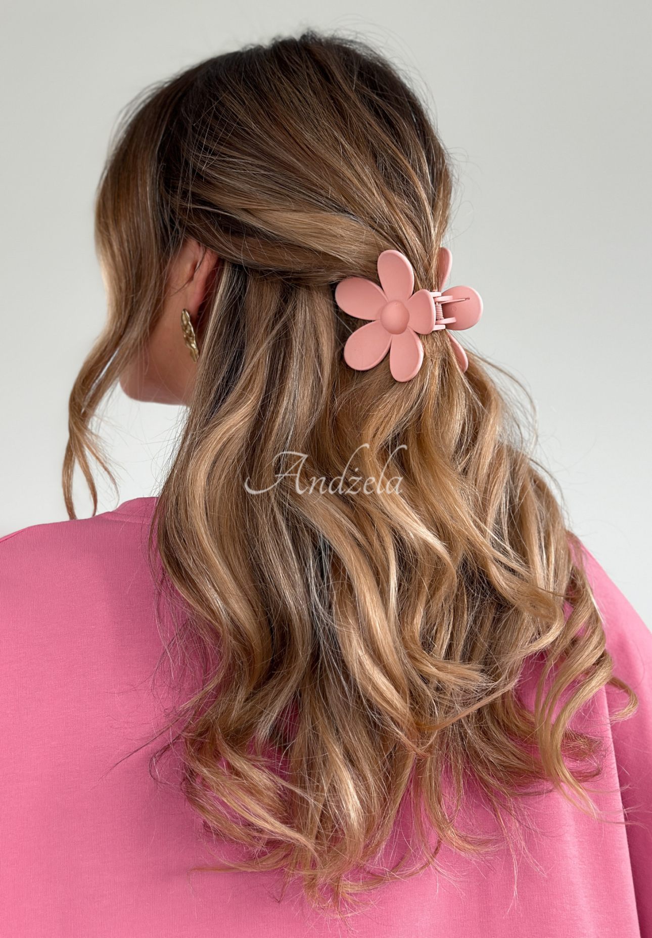 Girly Touch flower hair clip powder pink