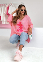 Pullover oversize z aplikacją Mice Style Rosa