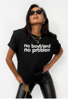 T-Shirt z nadrukiem La Milla No Boyfriend No Problem Schwarz