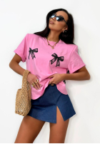 T-Shirt z kokardkami La Milla Two Little Bows Rosa