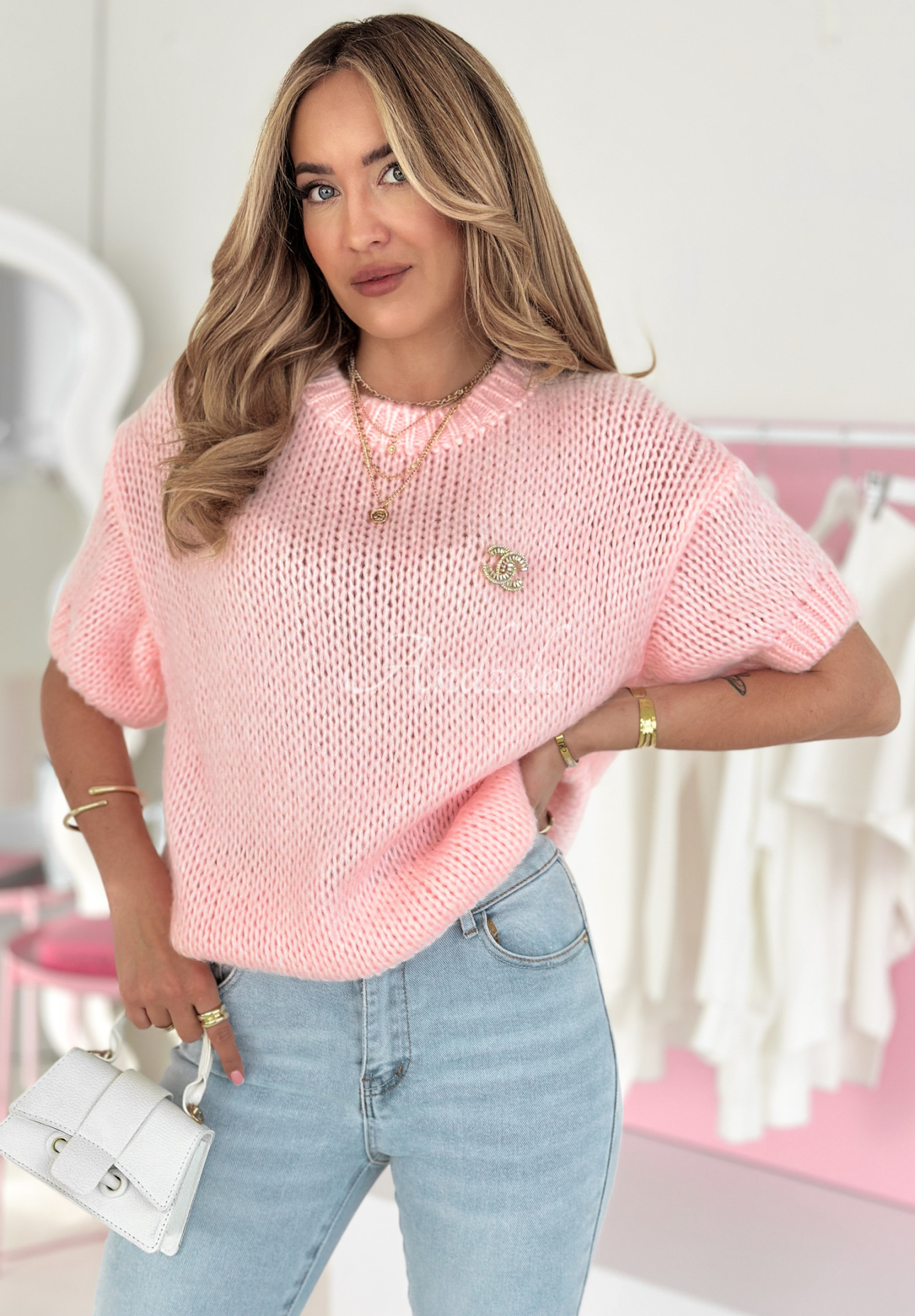 Made To Be Mine oversize sweater powder pink