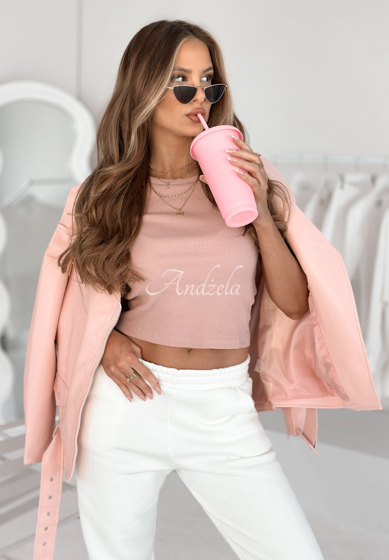 Ribbed T-shirt From Me powder pink