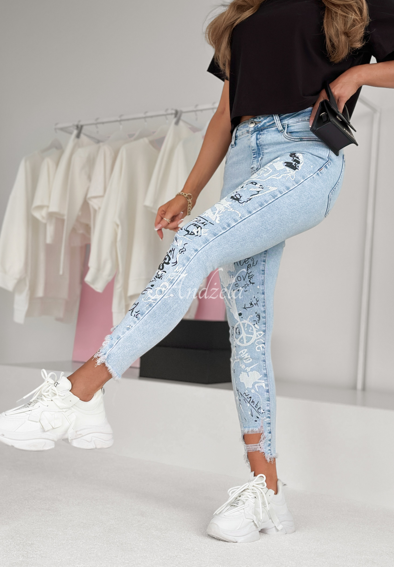 Bedruckte Jeans Come Alive Hellblau