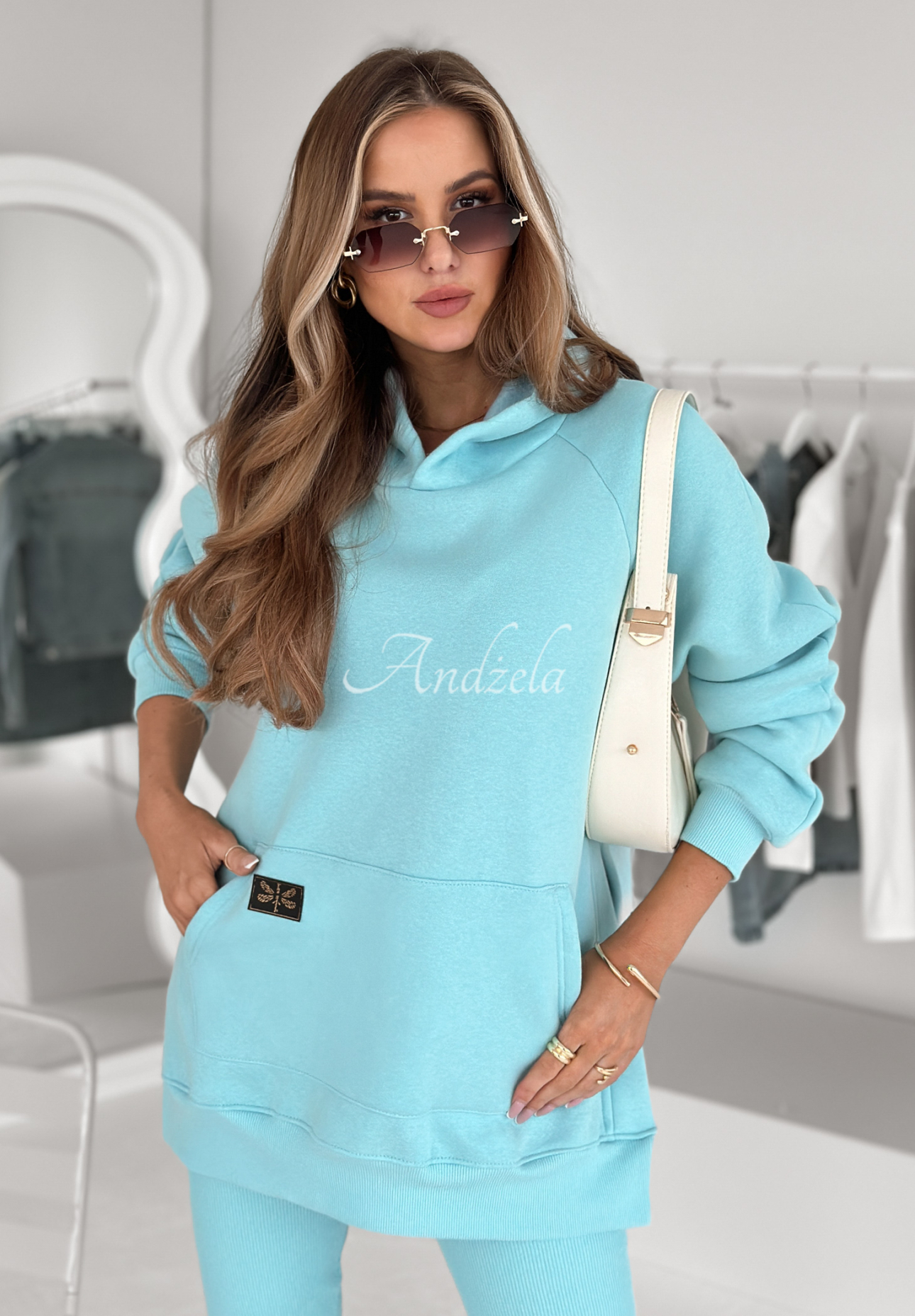 Sweatshirt mit Tasche und Kapuze Siempre Himmelblau