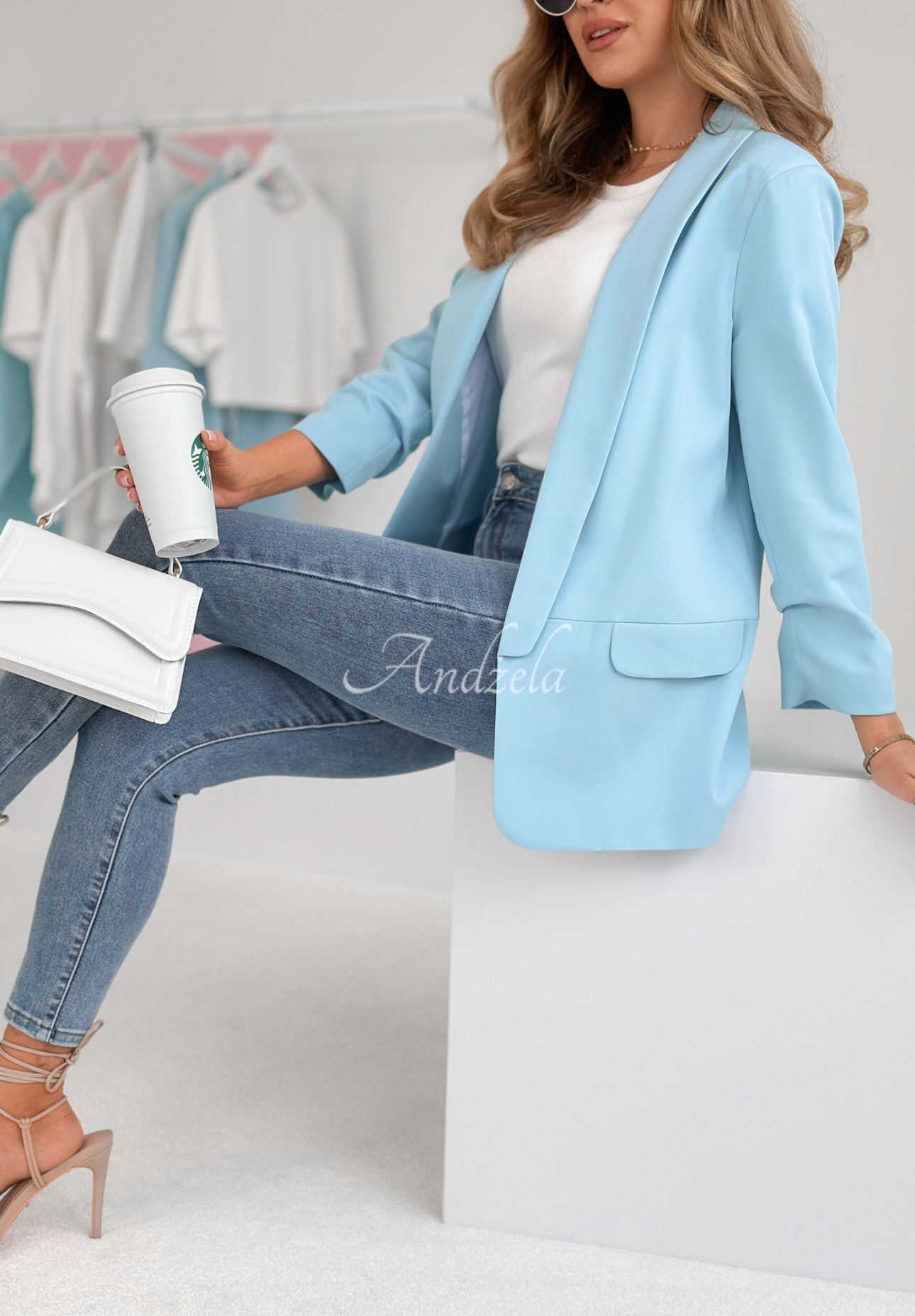 Klassischer Blazer Premium Hellblau
