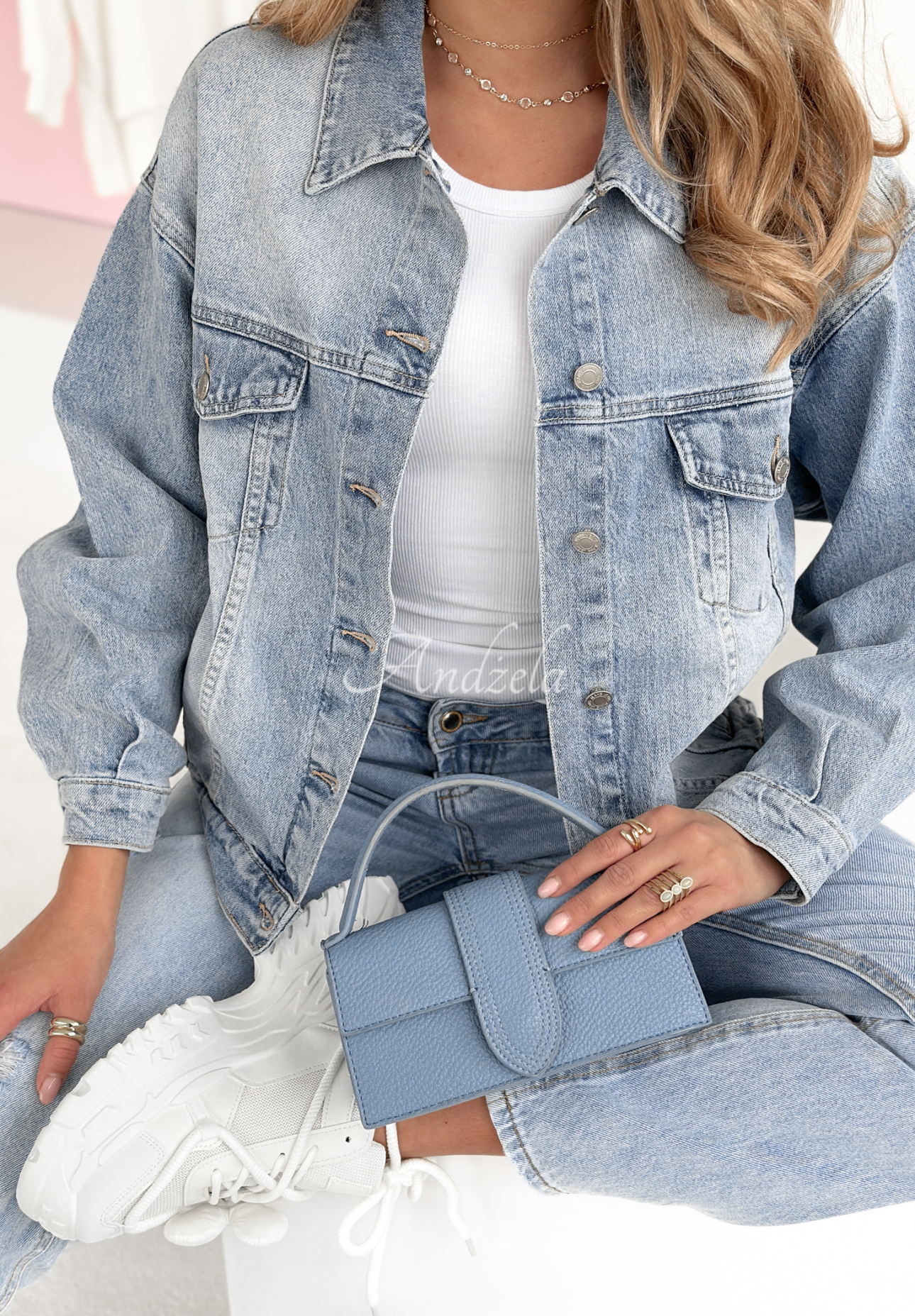 Denim-Jacke What We Want Hellblau