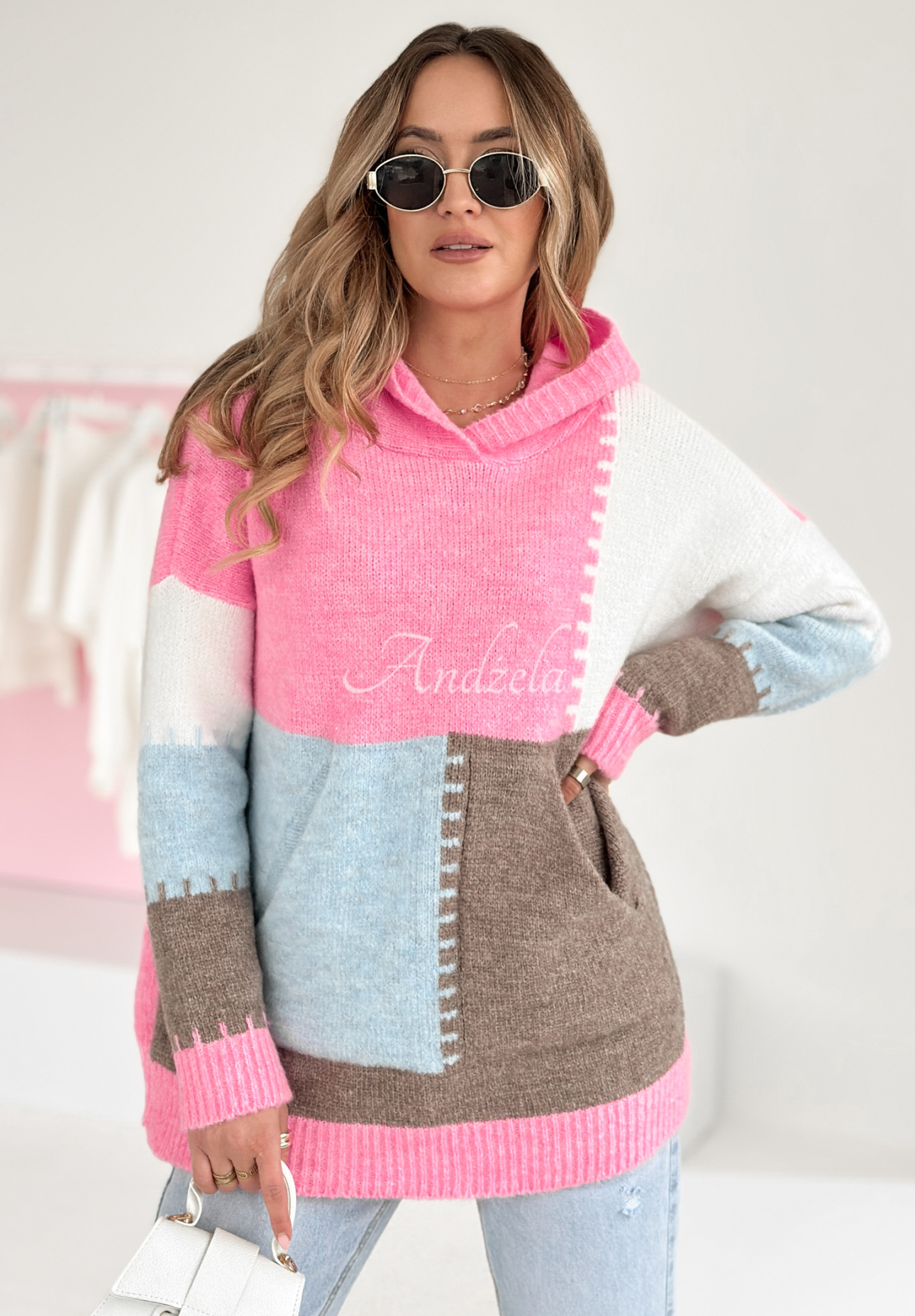 Kapuzenpullover Ferro Rosa-Schokoladenbraun