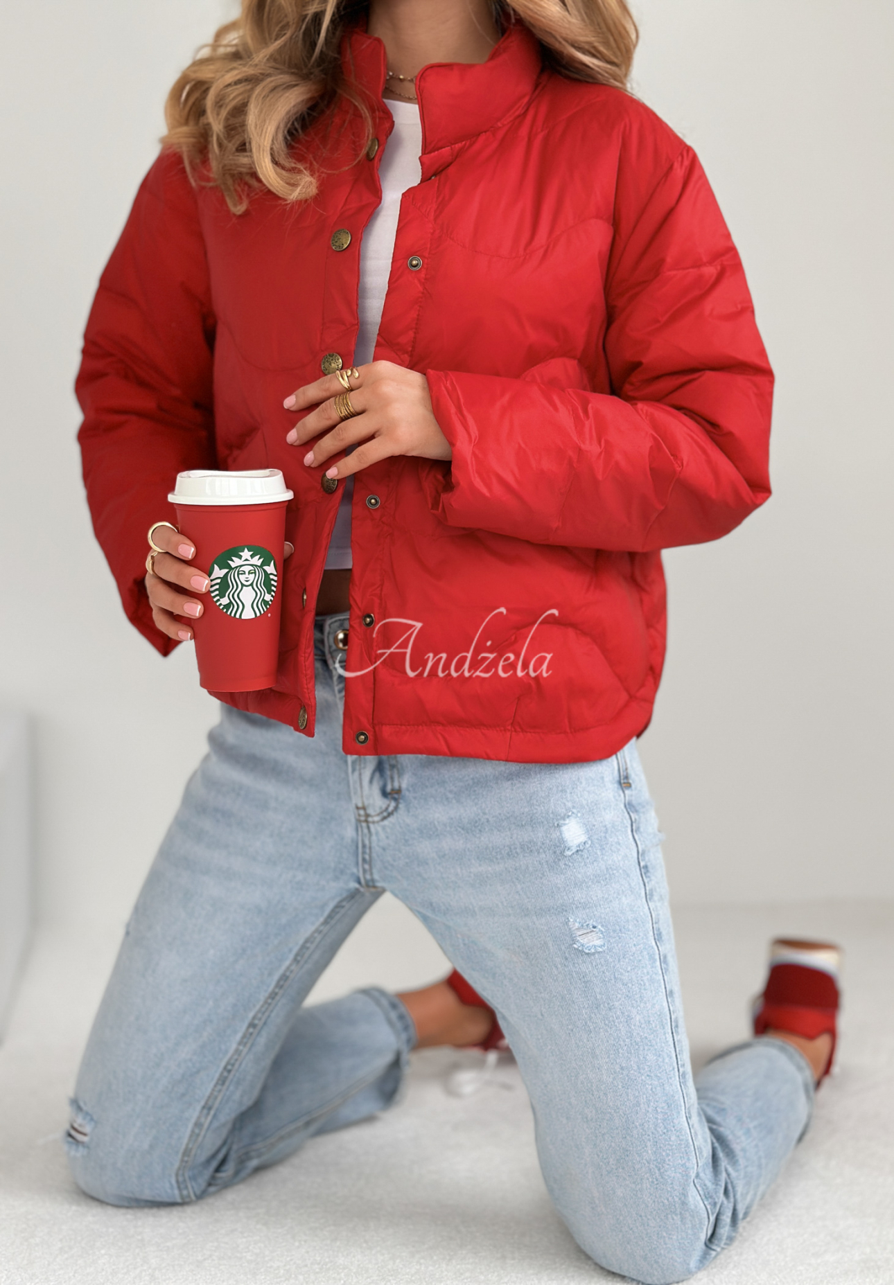 Last Thing short down jacket red