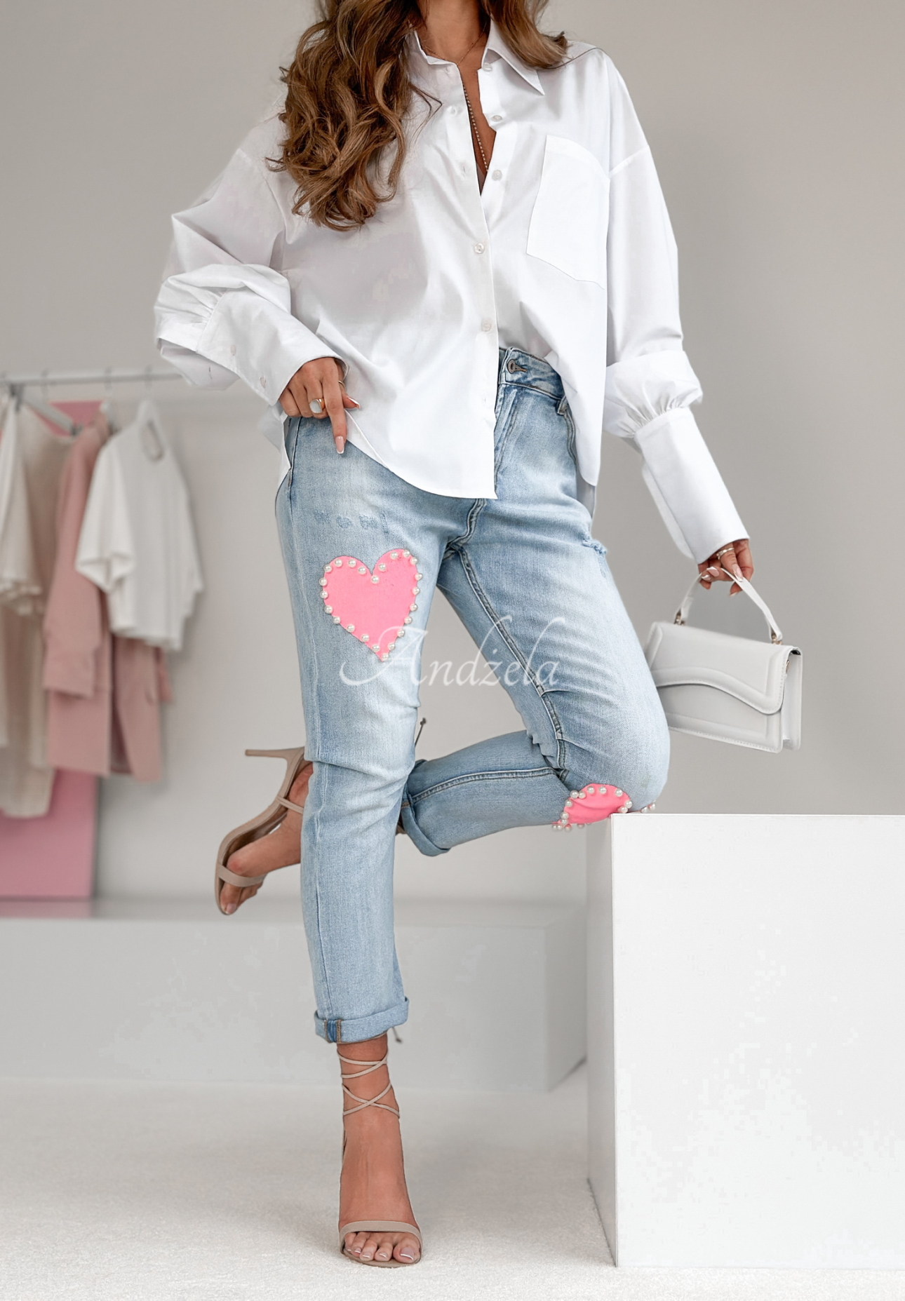 Jeans mit Herzen Two Hearts For You Hellblau