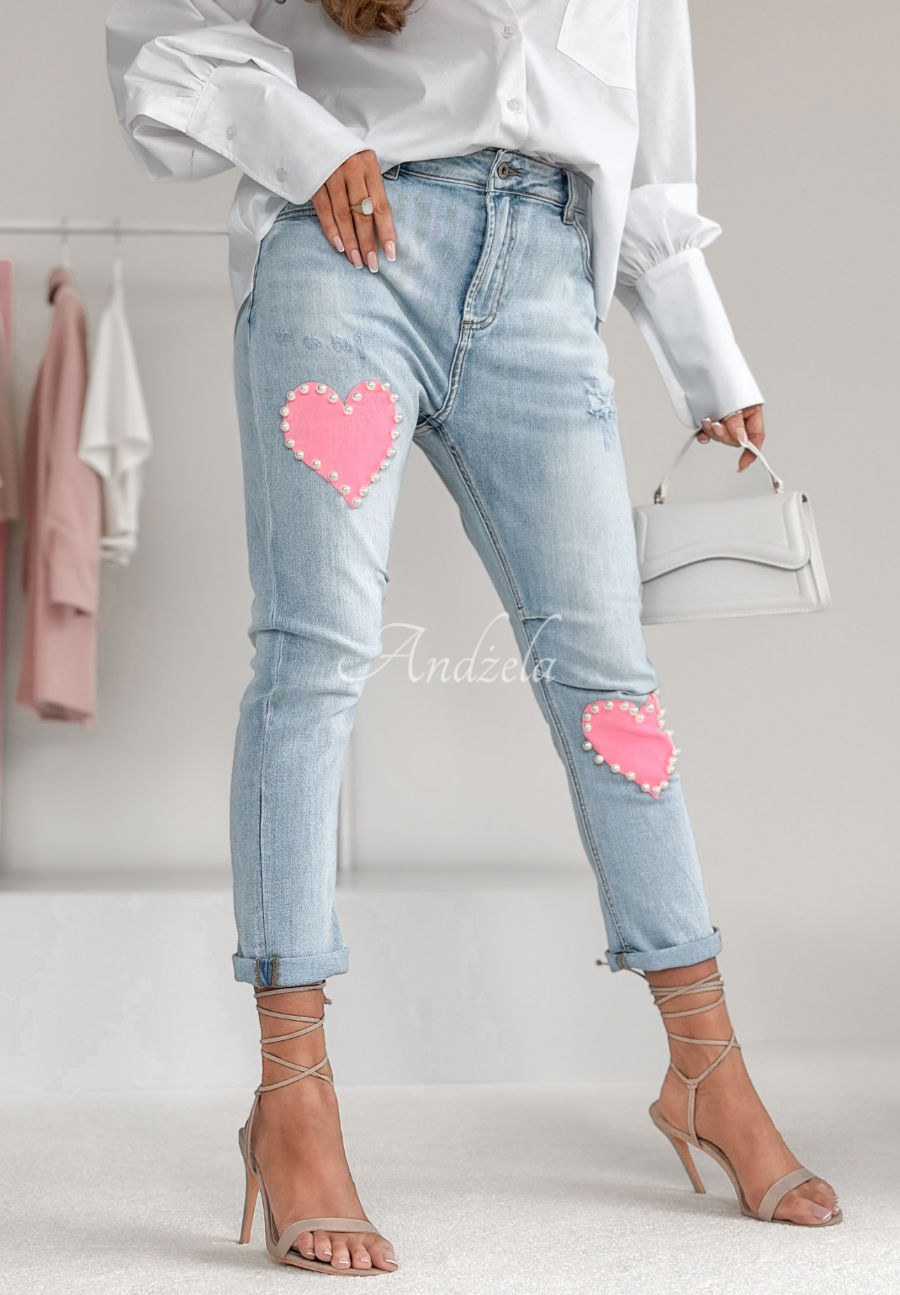 Jeans mit Herzen Two Hearts For You Hellblau