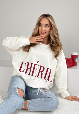 Oversize Sweatshirt mit Print Cherie Ecru