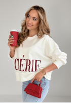 Sweatshirt oversize z nadrukiem Cherie Ecru