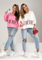 Sweatshirt oversize z nadrukiem Cherie Ecru