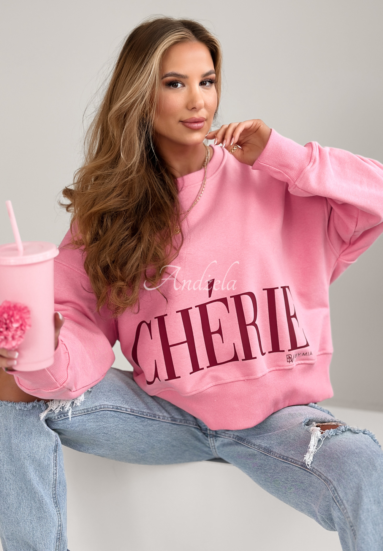 Oversize Sweatshirt mit Print Cherie Rosa