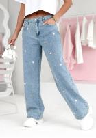 Hose Jeans z haftami Flowers And Stars Blau