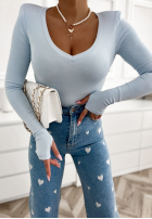 Bluzka z dekoltem The Last Time błękitna