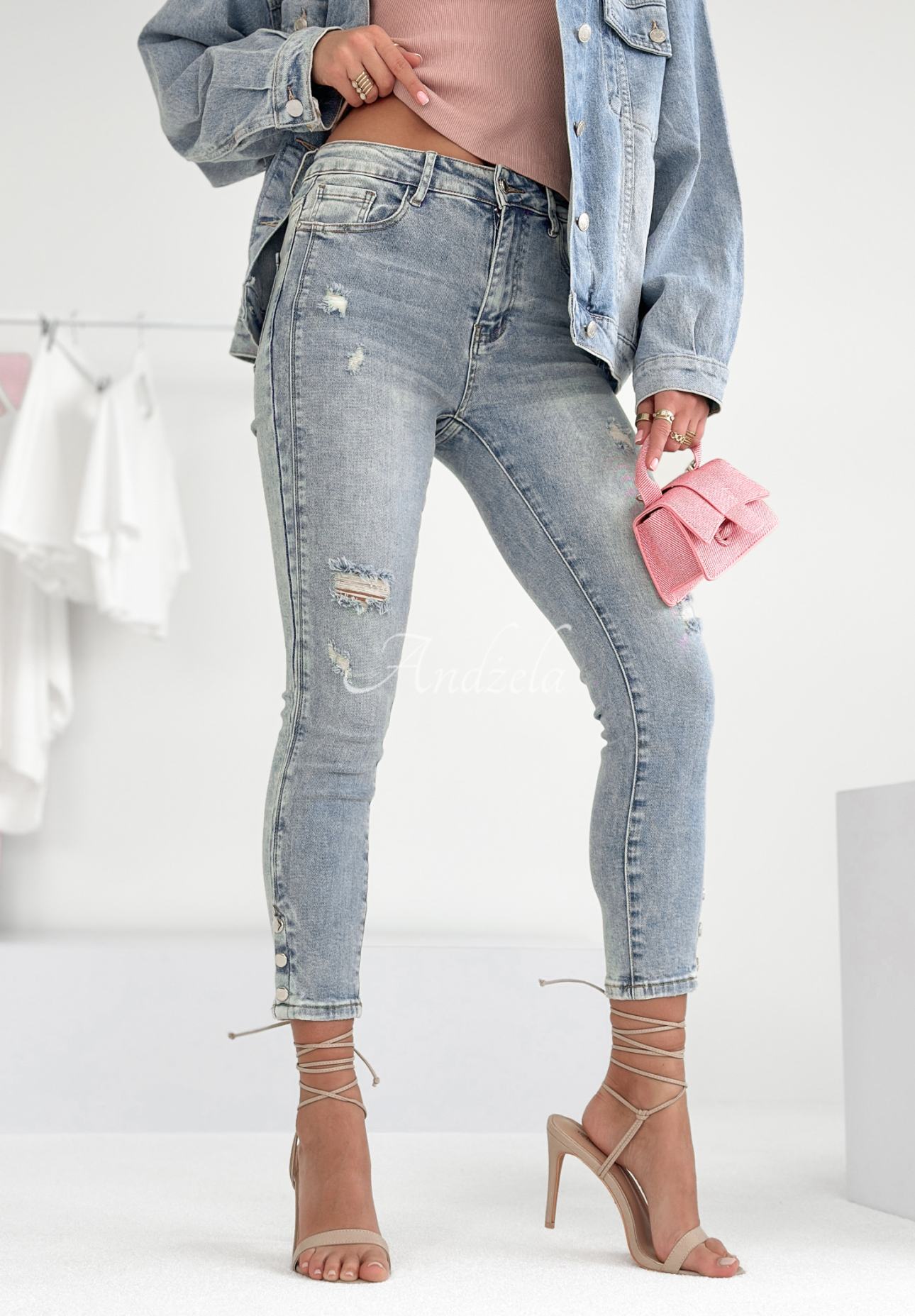 Denim-Hose skinny Never Forgotten Hellblau