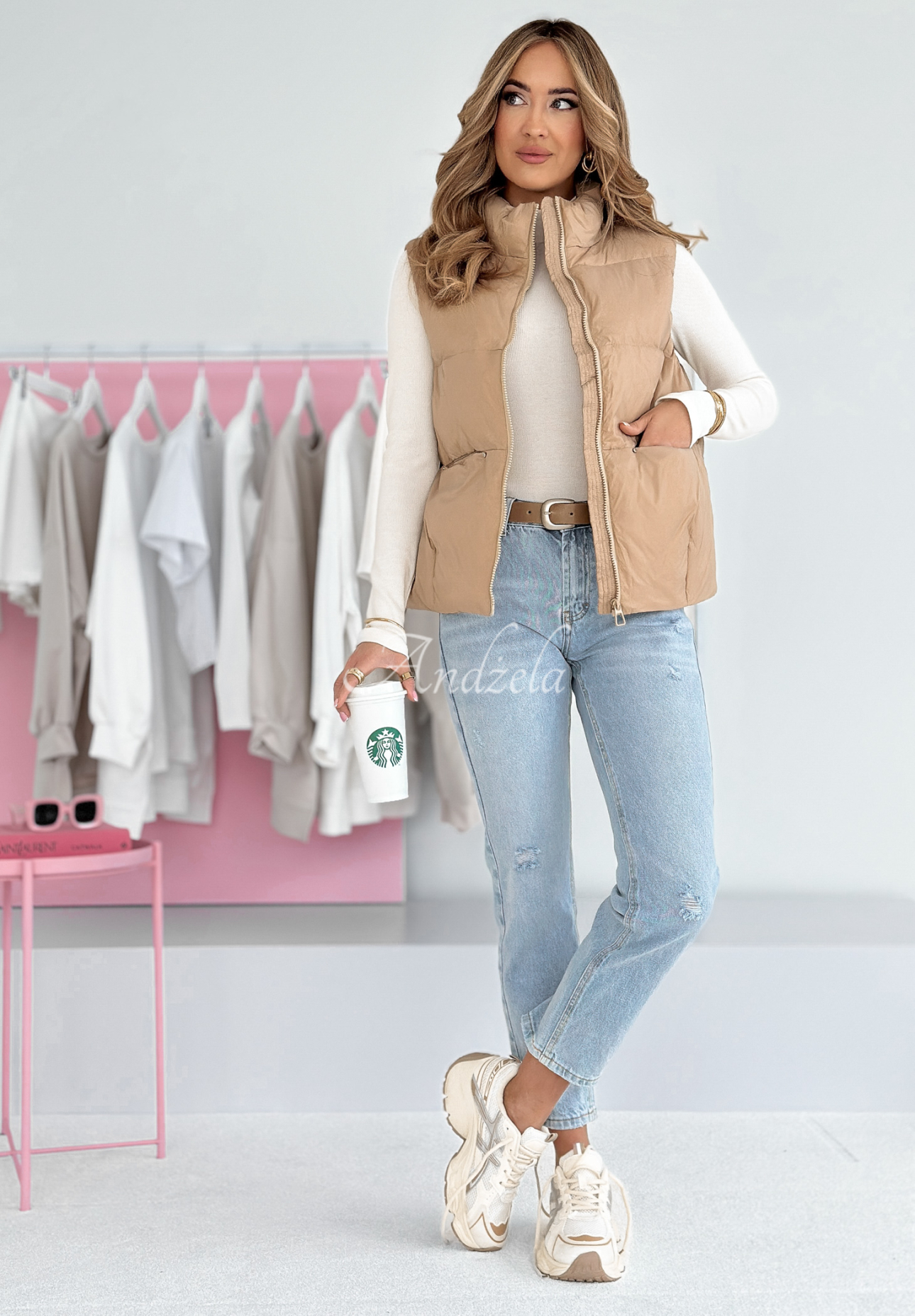 Say Nothing beige down vest