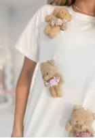 Wiskozowy T-Shirt z misiami Teddy Obsession Weiß