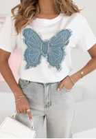 T-Shirt z motylem Butterfly Smile Weiß