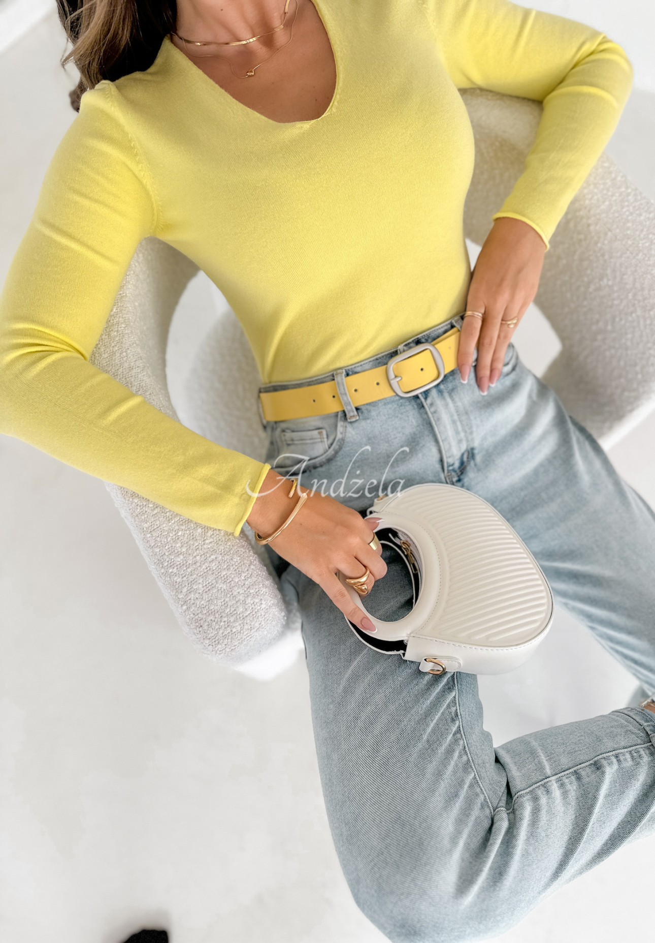 Lightweight sweater Selavi bright yellow