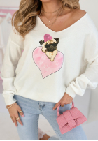 Bluse z nadrukiem Puggy Lover Weiß