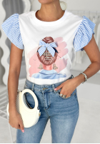 T-Shirt z ozdobną aplikacją Girly Girl Weiß