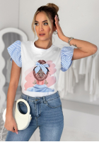 T-Shirt z ozdobną aplikacją Girly Girl Weiß