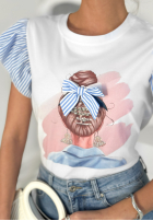 T-Shirt z ozdobną aplikacją Girly Girl Weiß