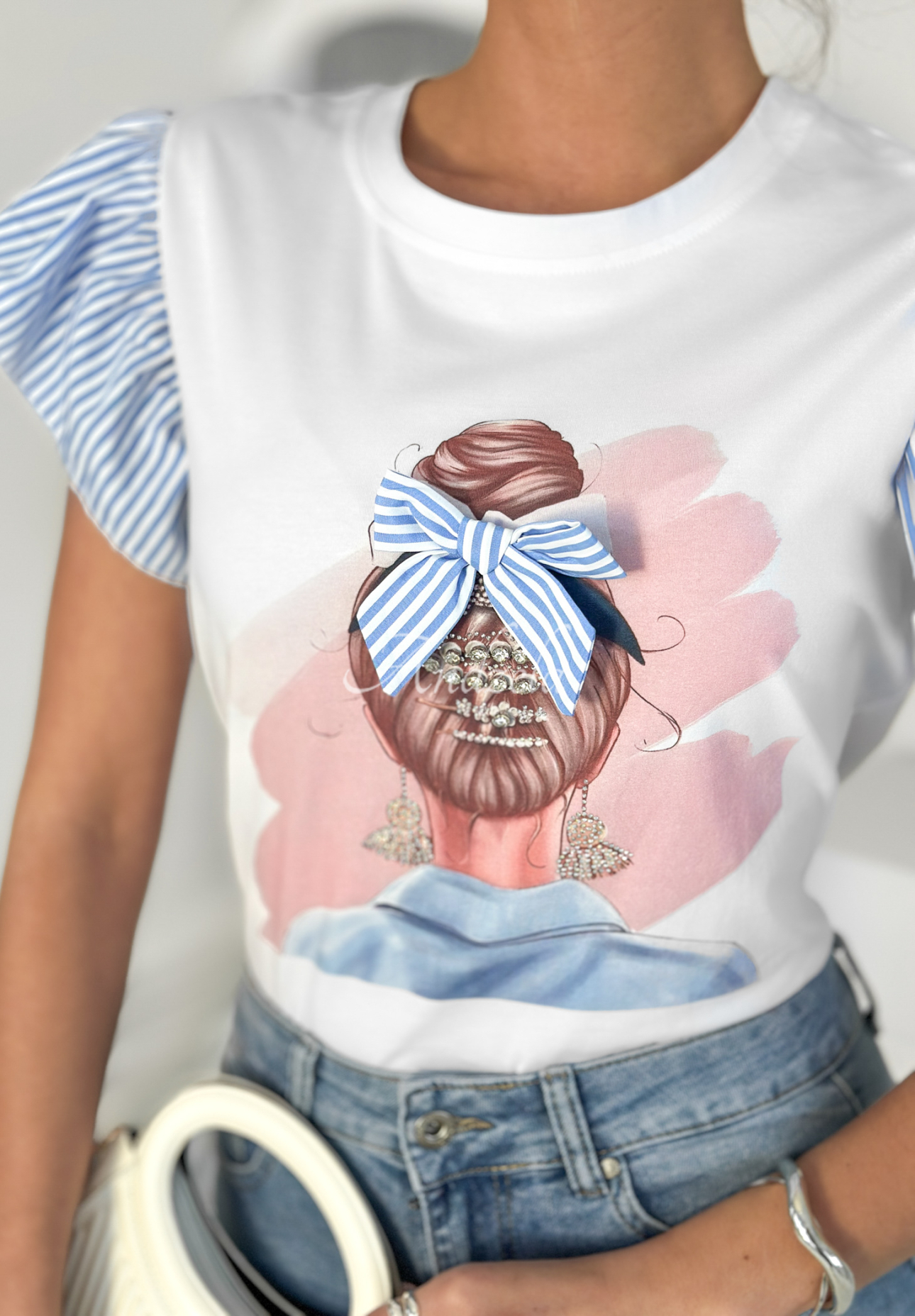 TT-Shirt mit dekorativer Applikation Girly Girl Weiß