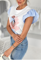 T-Shirt z ozdobną aplikacją Girly Girl Weiß