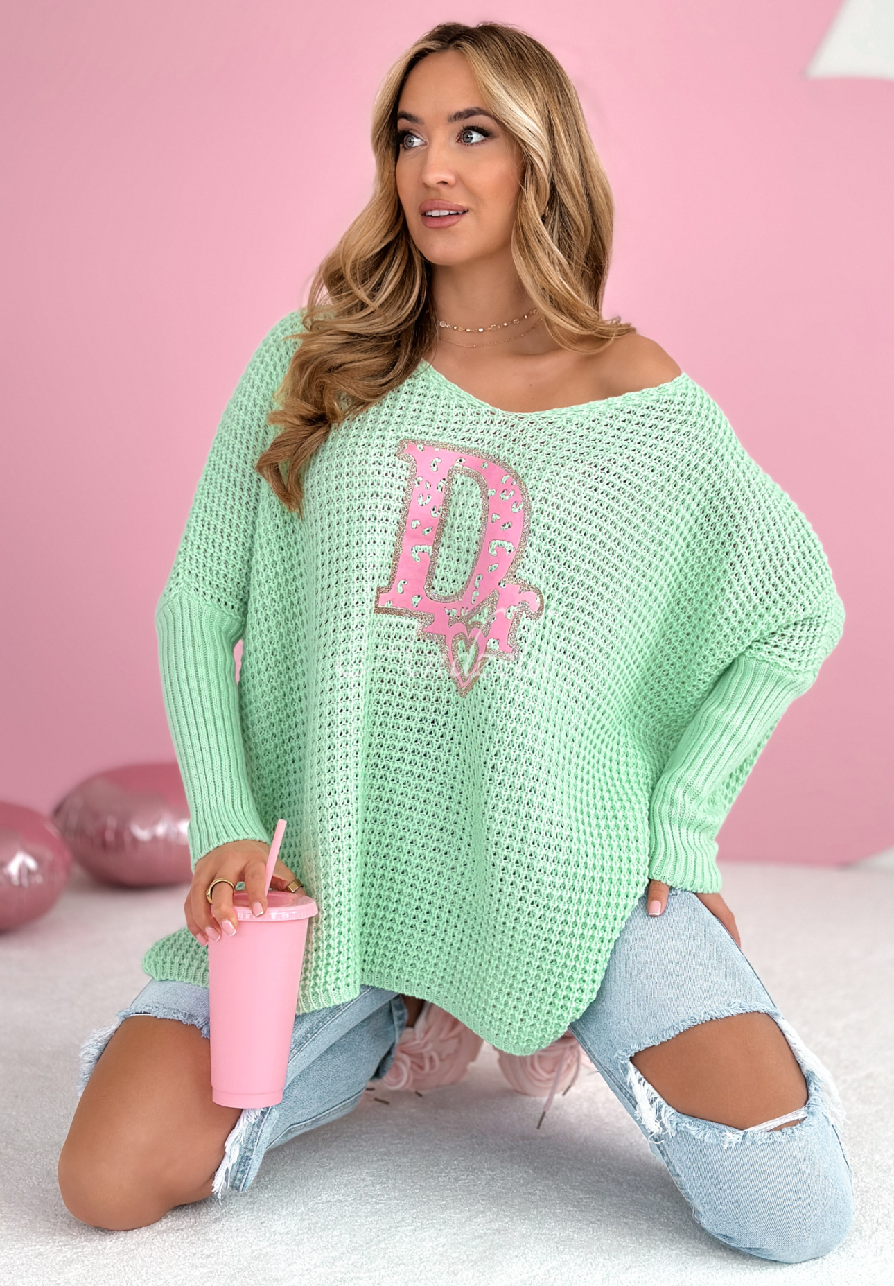 Asymmetrischer Pullover Dr Love Mintgrün