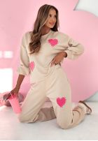 Sweat Set w serca Love Light Beige