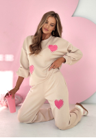 Sweat Set w serca Love Light Beige