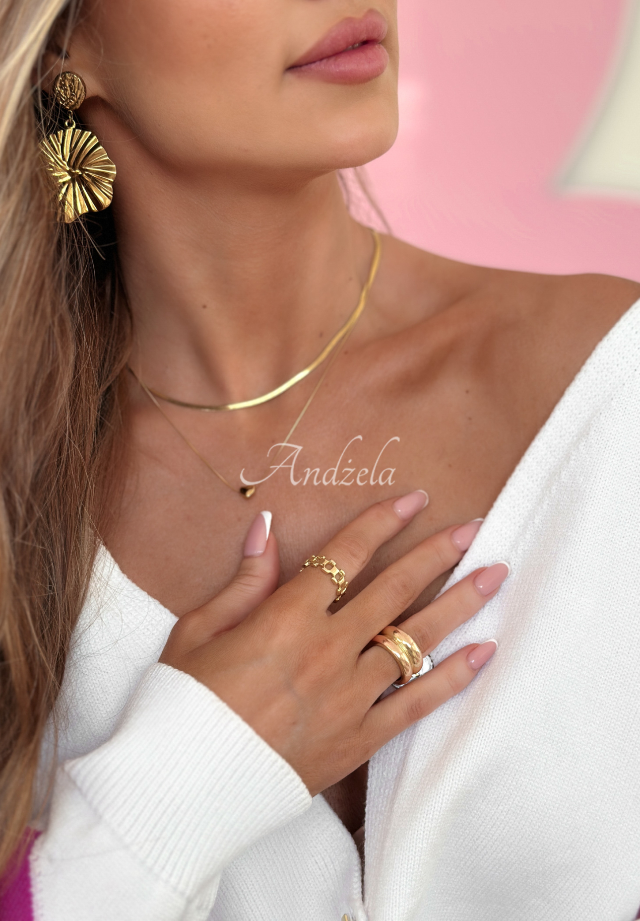 Doppelte Schlangenkette mit Herz With The Heart Gold