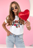 T-Shirt z nadrukiem Love Miss Bear Weiß