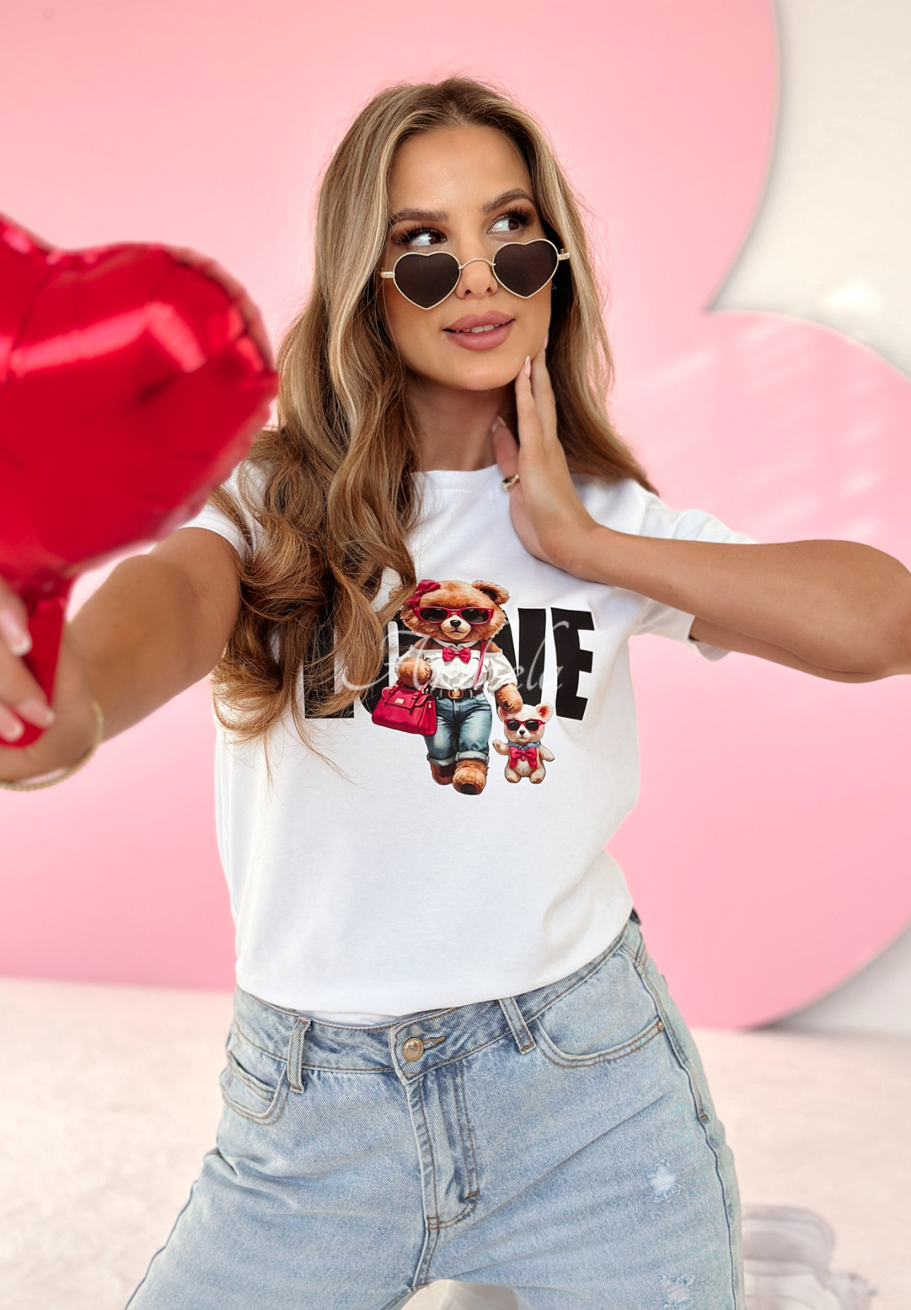 T-Shirt mit Aufdruck Love Miss Bear Weiß