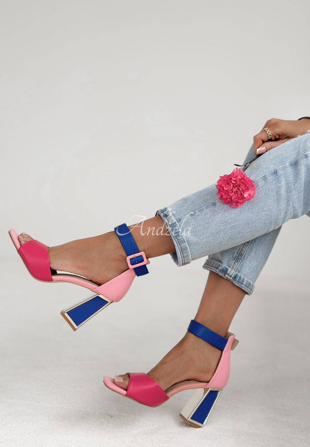 Sandaletten mit Blockabsatz Fall In Love rosa-blau