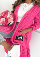 Długi Cardigan oversize Love For Me Rosa