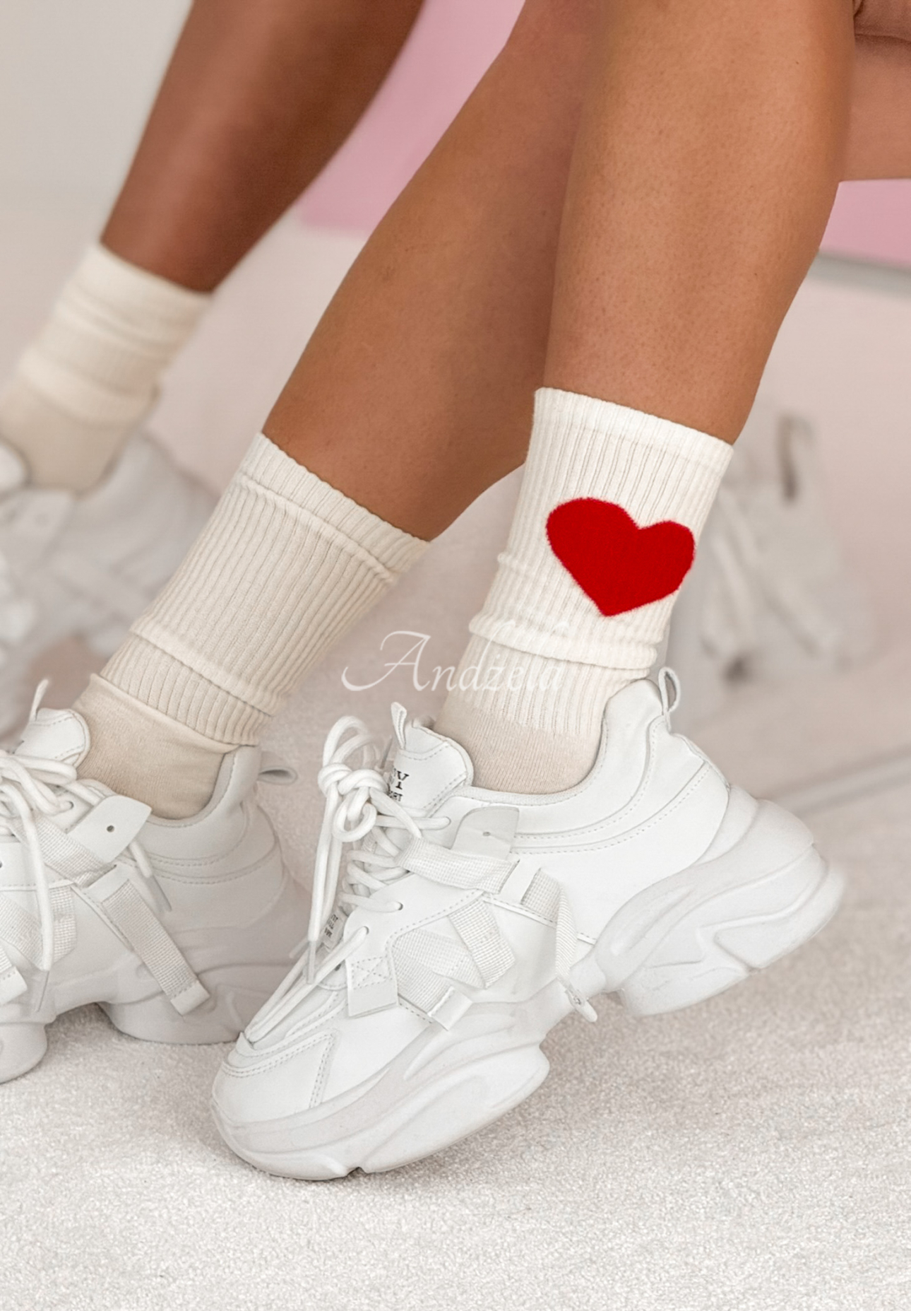 Socken mit Herz Lonely Heart Ecru