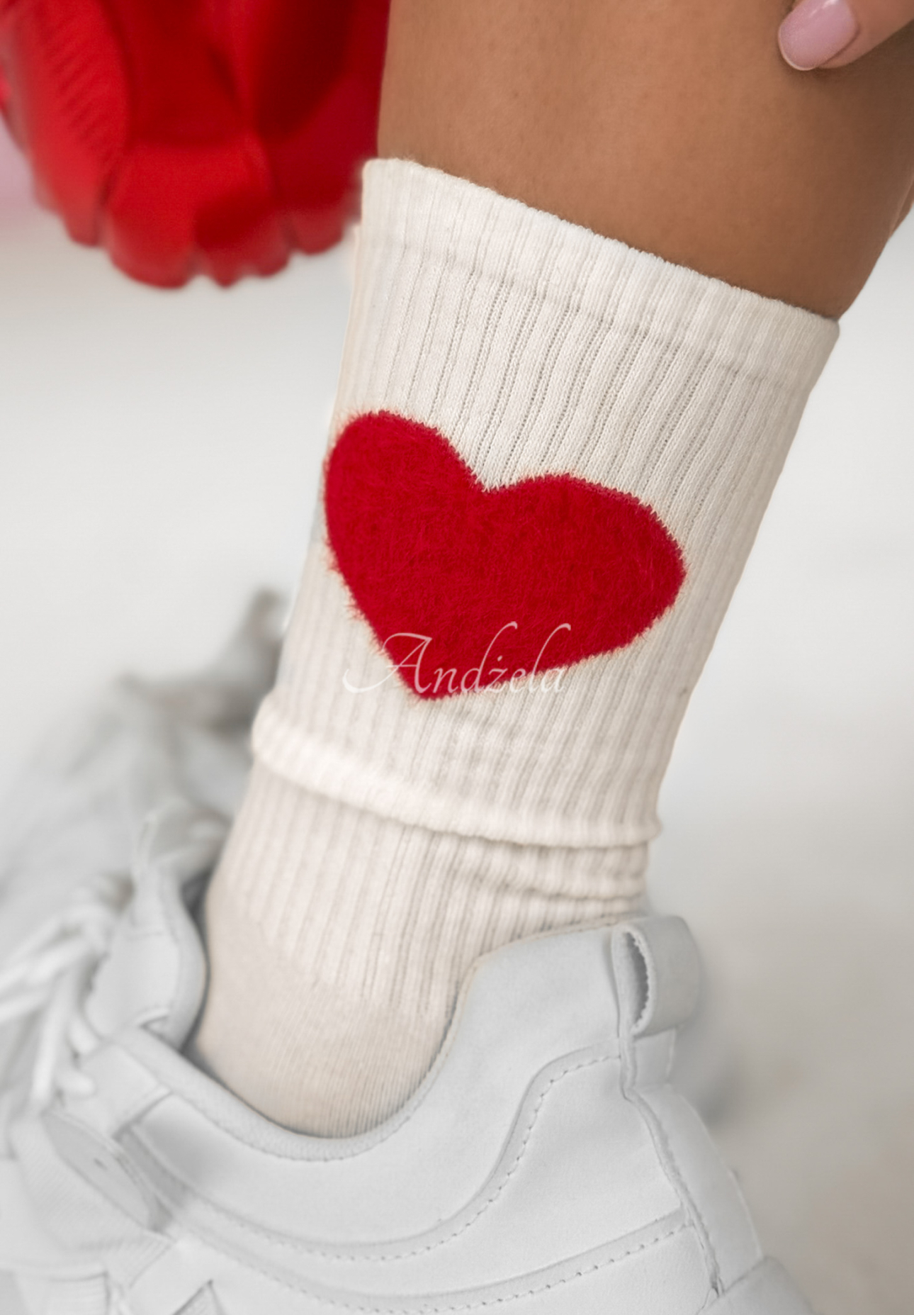 Socken mit Herz Lonely Heart Ecru