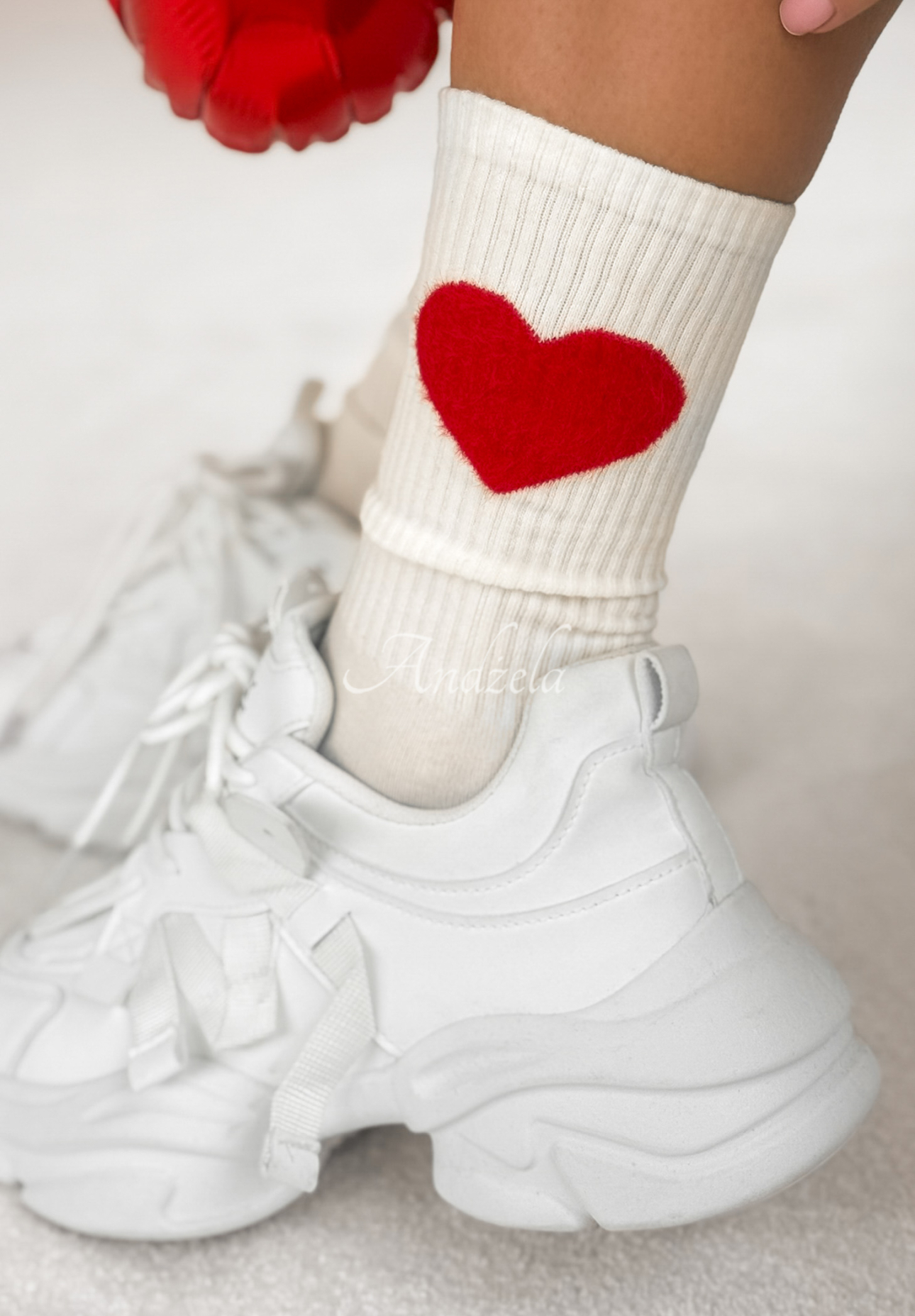 Socken mit Herz Lonely Heart Ecru