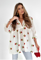 Kleid w wisienki Little Sweet Cherries Ecru