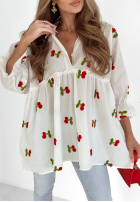 Kleid w wisienki Little Sweet Cherries Ecru