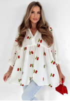 Kleid w wisienki Little Sweet Cherries Ecru