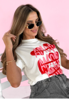 T-Shirt z nadrukiem Amor Amor Amor Ecru