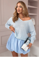 Sweter z dekoltem Caffe Latte błękitny