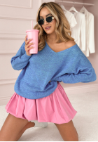 Sweter z dekoltem Caffe Latte niebieski