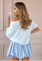 Pullover alpaka z nadrukiem Flower Flamingo Himmelblau